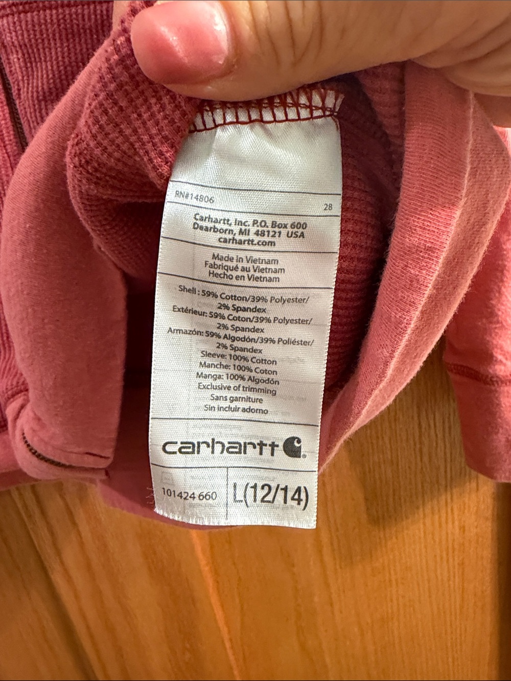 Carhartt Women's Hooded Zip Jacket in Rose Pink - Picture 6 of 7